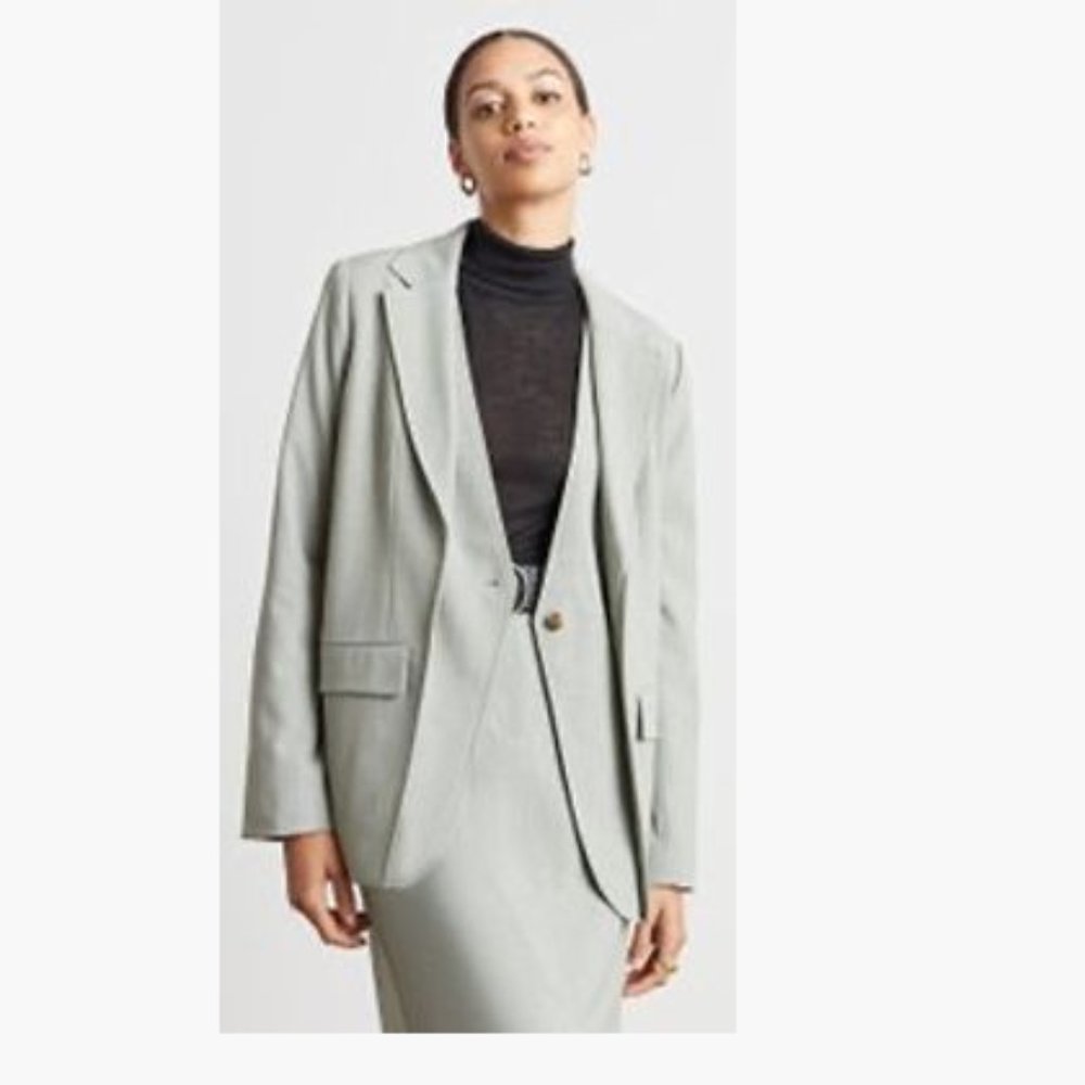 NWT Who What Wear COLLECTION Audrey Layered Blazer Stone Gray Plus 1x